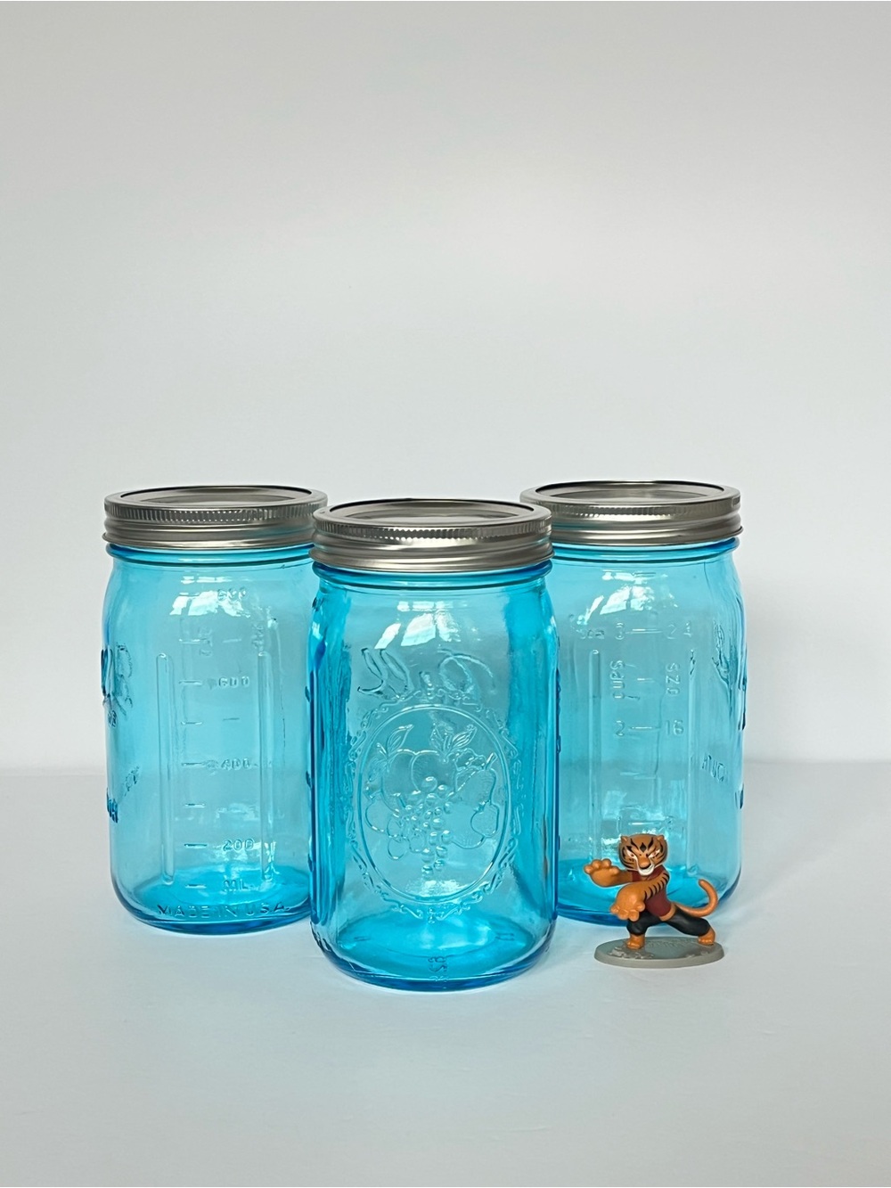 Blue Glass Ball Jars 32 oz with Lids, Wide Mouth Collector’s Edition